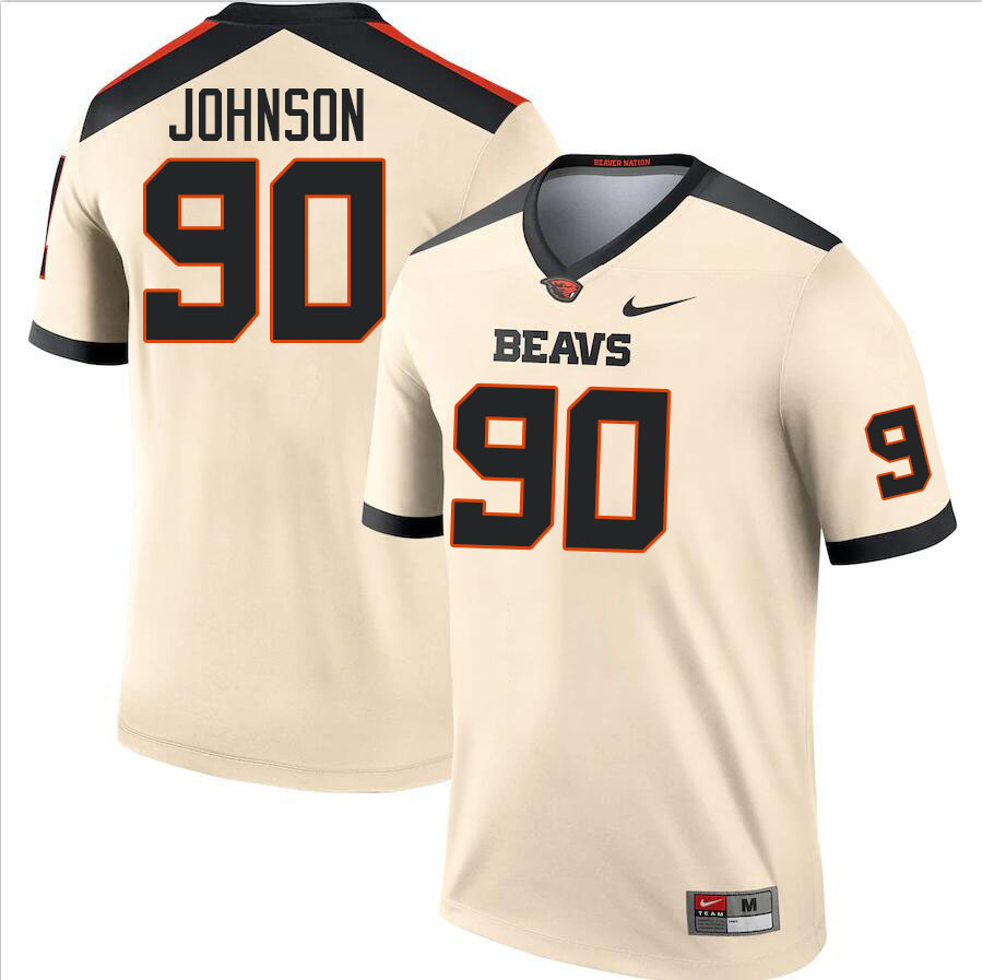 Men #90 Jojo Johnson Oregon State Beavers College Football Jerseys Stitched-Cream